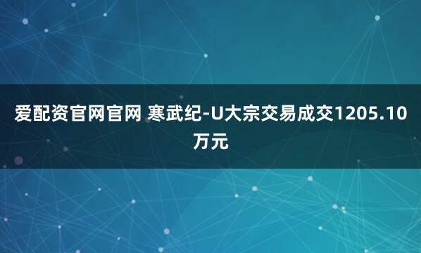 爱配资官网官网 寒武纪-U大宗交易成交1205.10万元