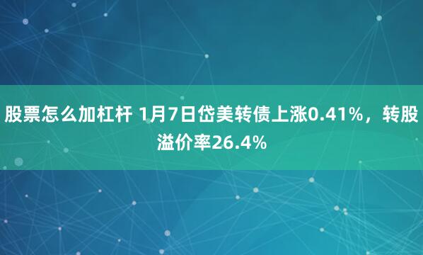 股票怎么加杠杆 1月7日岱美转债上涨0.41%，转股溢价率26.4%